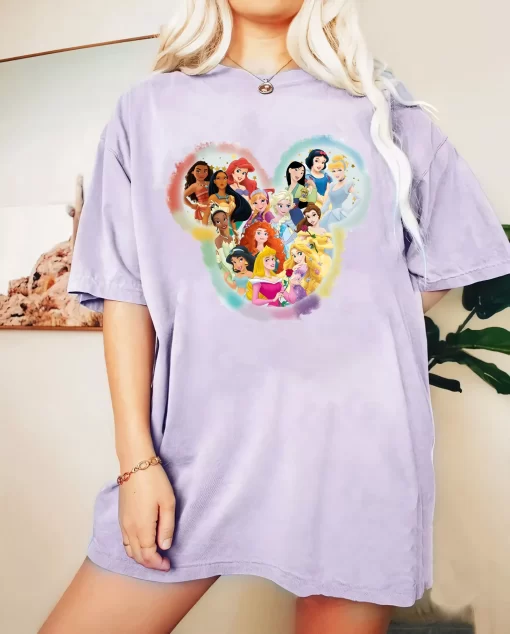 Watercolor Disney Princess Characters Tee