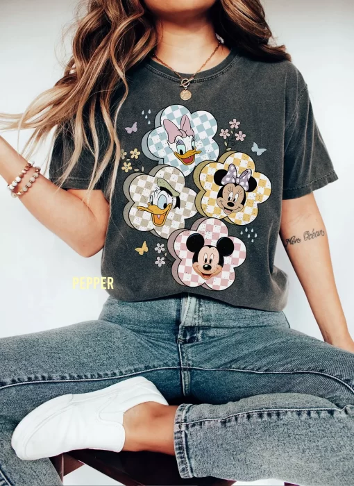 Mickey Friends Stickers Floral Tee