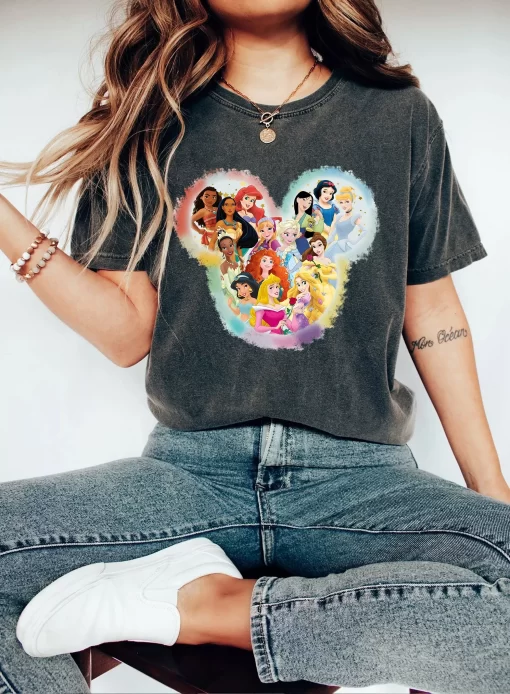 Watercolor Disney Princess Characters Tee