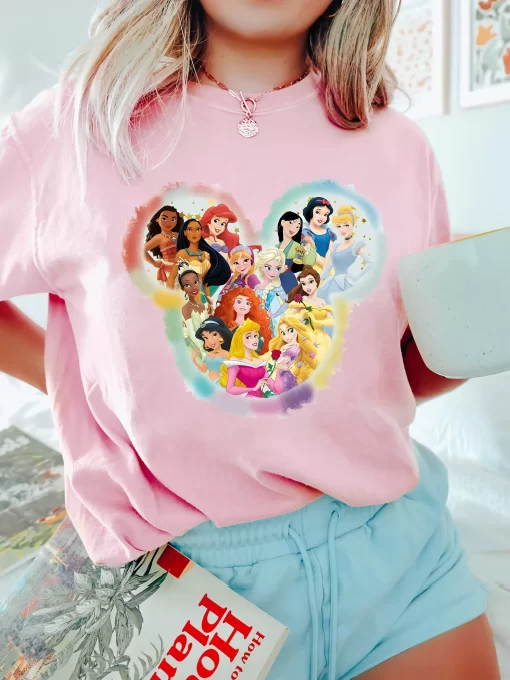 Watercolor Disney Princess Characters Tee