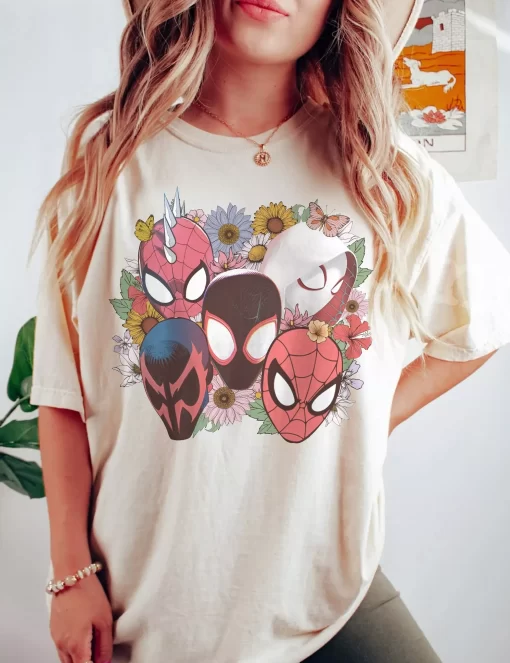 Marvel Spider Man Floral Print Tee