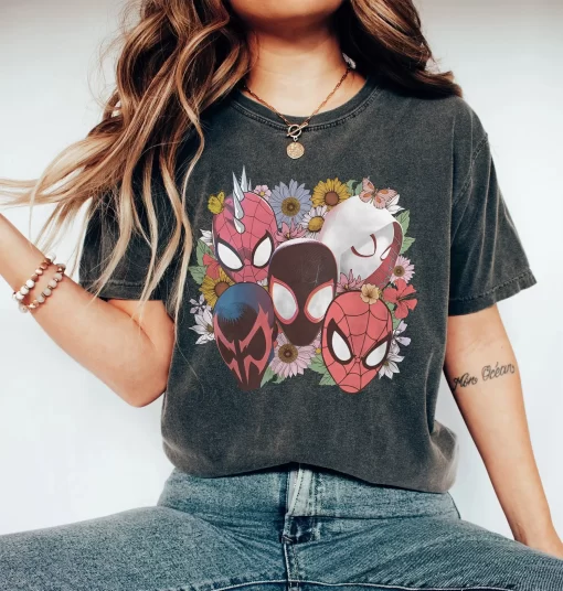 Marvel Spider Man Floral Print Tee