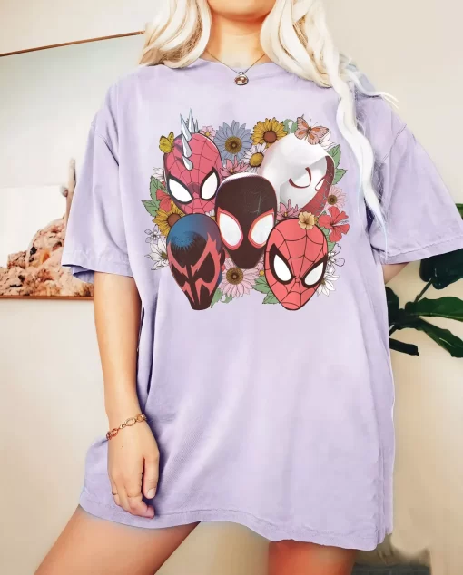 Marvel Spider Man Floral Print Tee