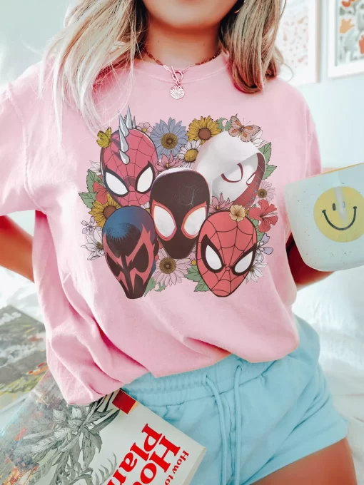 Marvel Spider Man Floral Print Tee