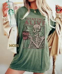 Staying Alive Tee, Trendy Shirt for Coffee Lovers