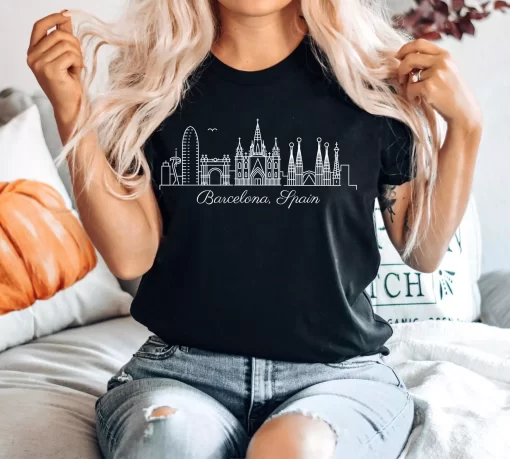 Barcelona City Skyline Spain Tee