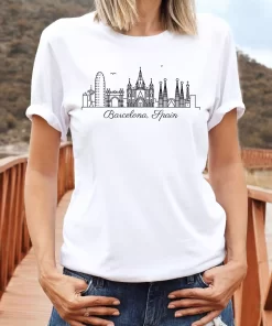 Barcelona City Skyline Spain Tee