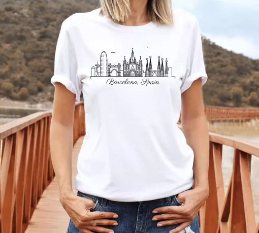 Barcelona City Skyline Spain Tee