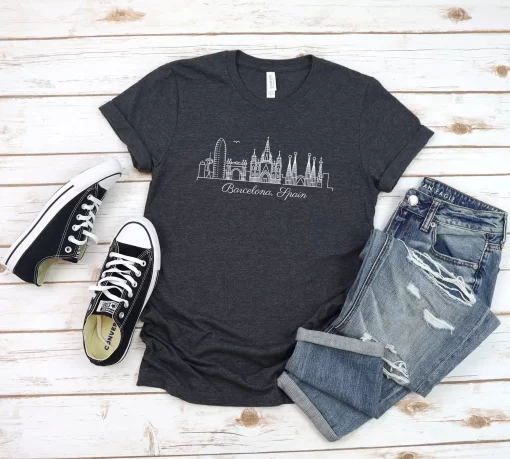 Barcelona City Skyline Spain Tee