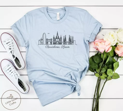 Barcelona City Skyline Spain Tee