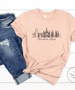 Barcelona City Skyline Spain Tee