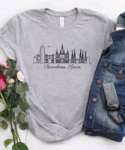 Barcelona City Skyline Spain Tee