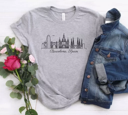 Barcelona City Skyline Spain Tee