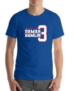 Praying for Damar Hamlin 3 Shirt, Love For 3 Pray For Damar Blue T-Shirt - 2