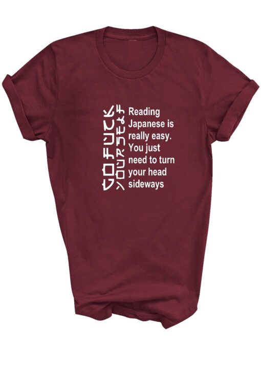 Reading Japanese is Easy T-shirt Funny Rude Slogan Tshirt Tee Adult SM - XXXL - 3